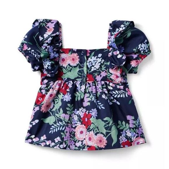 Janie And Jack Floral Puff Sleeve Top Size 3T Girls - Picture 2 of 9